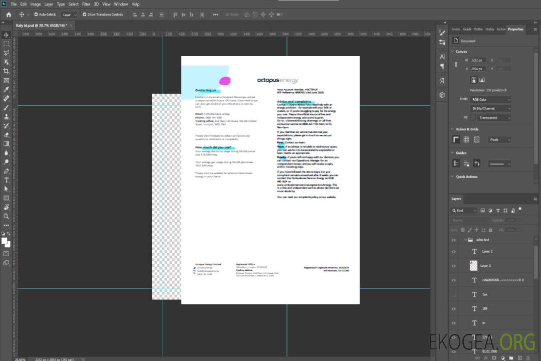 Facture commerciale du service public d'Octopus Energy SCR page 3 template Facture commerciale du service public d'Octopus Energy SCR page 3 template